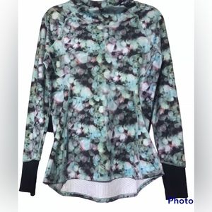 Under Armour Geometric Print Coldgear Fitted Scuba Hoodie Top Womens Sz L Active